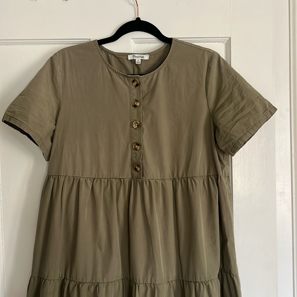 Madewell Olive Poplin Dress, M